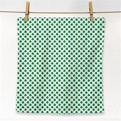 Green Shamrock Clover On White St  Patrick s Day Face Towel by PodArtist