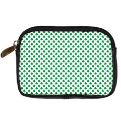 Green Shamrock Clover On White St  Patrick s Day Digital Camera Cases by PodArtist