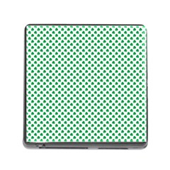 Green Shamrock Clover On White St  Patrick s Day Memory Card Reader (square) by PodArtist