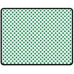 Green Shamrock Clover On White St  Patrick s Day Fleece Blanket (medium)  by PodArtist