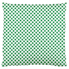 Green Shamrock Clover On White St  Patrick s Day Large Cushion Case (one Side) by PodArtist