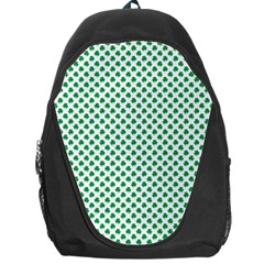 Green Shamrock Clover On White St  Patrick s Day Backpack Bag by PodArtist