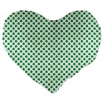 Green Shamrock Clover on White St. Patrick s Day Large 19  Premium Heart Shape Cushions Front