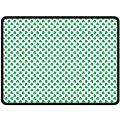 Green Shamrock Clover On White St  Patrick s Day Double Sided Fleece Blanket (large)  by PodArtist