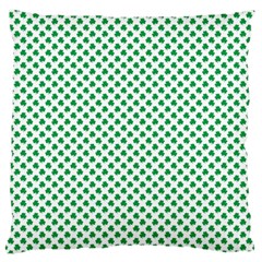 Green Shamrock Clover On White St  Patrick s Day Large Flano Cushion Case (one Side) by PodArtist