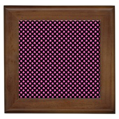 Small Hot Pink Irish Shamrock Clover On Black Framed Tiles by PodArtist