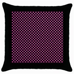 Small Hot Pink Irish Shamrock Clover On Black Throw Pillow Case (black) by PodArtist