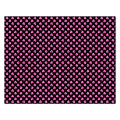 Small Hot Pink Irish Shamrock Clover On Black Rectangular Jigsaw Puzzl by PodArtist