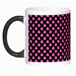 Small Hot Pink Irish Shamrock Clover on Black Morph Mugs Left