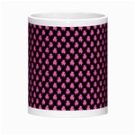 Small Hot Pink Irish Shamrock Clover on Black Morph Mugs Center