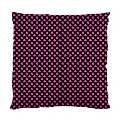 Small Hot Pink Irish Shamrock Clover On Black Standard Cushion Case (one Side) by PodArtist