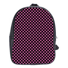 Small Hot Pink Irish Shamrock Clover On Black School Bag (large) by PodArtist