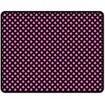 Small Hot Pink Irish Shamrock Clover on Black Fleece Blanket (Medium)  60 x50  Blanket Front