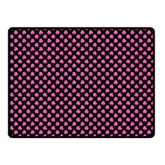 Small Hot Pink Irish Shamrock Clover On Black Fleece Blanket (small) by PodArtist