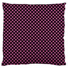 Small Hot Pink Irish Shamrock Clover On Black Standard Flano Cushion Case (two Sides) by PodArtist