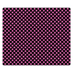 Small Hot Pink Irish Shamrock Clover On Black Double Sided Flano Blanket (small)  by PodArtist