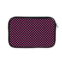 Small Hot Pink Irish Shamrock Clover On Black Apple Macbook Pro 13  Zipper Case by PodArtist