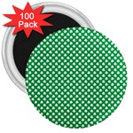  White Shamrocks On Green St. Patrick s Day Ireland 3  Magnets (100 pack) Front