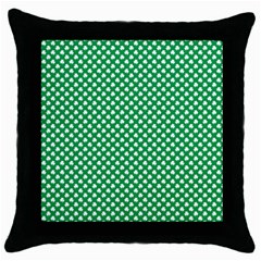  White Shamrocks On Green St  Patrick s Day Ireland Throw Pillow Case (black) by PodArtist