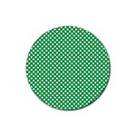  White Shamrocks On Green St. Patrick s Day Ireland Rubber Round Coaster (4 pack)  Front