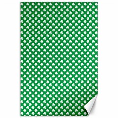  White Shamrocks On Green St  Patrick s Day Ireland Canvas 12  X 18   by PodArtist