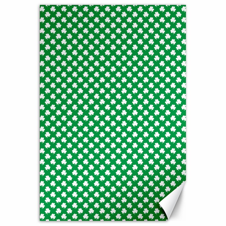  White Shamrocks On Green St. Patrick s Day Ireland Canvas 20  x 30  