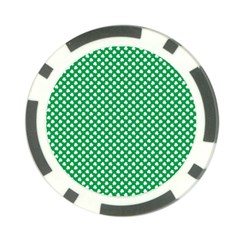  White Shamrocks On Green St  Patrick s Day Ireland Poker Chip Card Guard by PodArtist