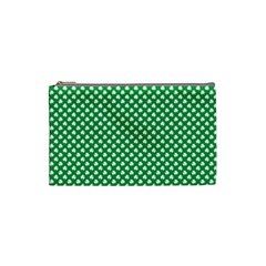  White Shamrocks On Green St  Patrick s Day Ireland Cosmetic Bag (small)  by PodArtist