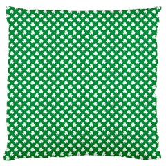  White Shamrocks On Green St  Patrick s Day Ireland Large Cushion Case (one Side) by PodArtist