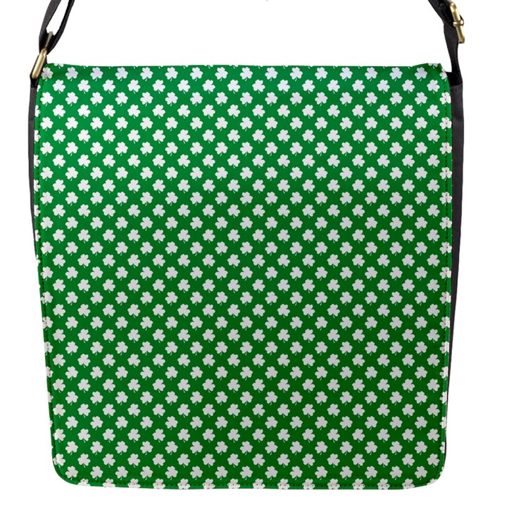  White Shamrocks On Green St. Patrick s Day Ireland Flap Messenger Bag (S)