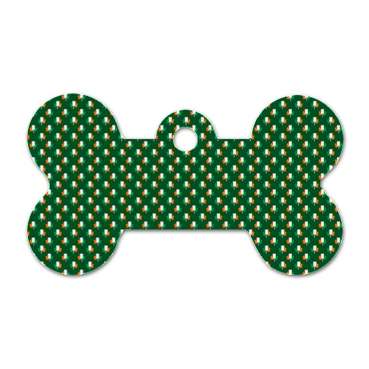 Irish Flag Green White Orange on Green St. Patrick s Day Ireland Dog Tag Bone (One Side)