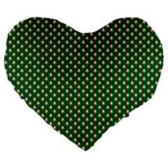 Irish Flag Green White Orange On Green St  Patrick s Day Ireland Large 19  Premium Heart Shape Cushions by PodArtist