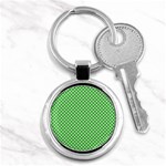 White Heart-Shaped Clover on Green St. Patrick s Day Key Chains (Round)  Front