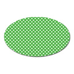 White Heart-shaped Clover On Green St  Patrick s Day Oval Magnet by PodArtist