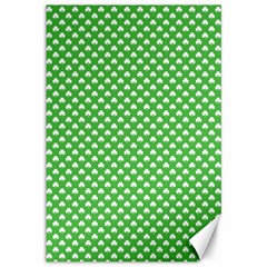 White Heart-shaped Clover On Green St  Patrick s Day Canvas 12  X 18   by PodArtist