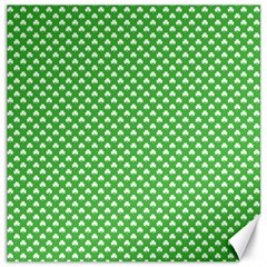 White Heart-shaped Clover On Green St  Patrick s Day Canvas 16  X 16   by PodArtist