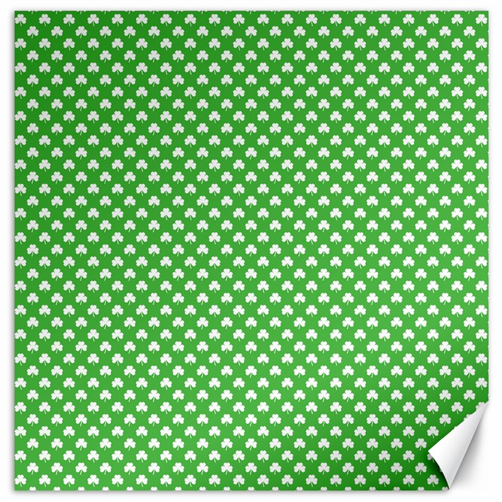 White Heart-Shaped Clover on Green St. Patrick s Day Canvas 20  x 20  