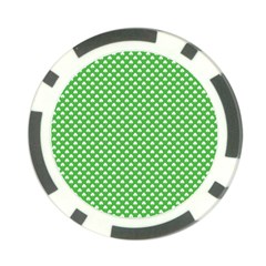 White Heart-shaped Clover On Green St  Patrick s Day Poker Chip Card Guard by PodArtist