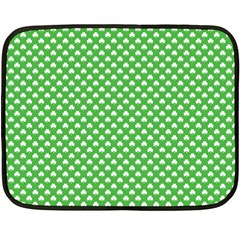 White Heart-shaped Clover On Green St  Patrick s Day Fleece Blanket (mini) by PodArtist