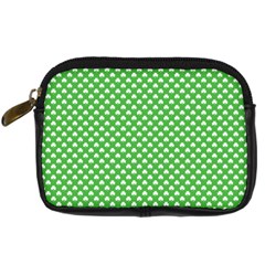 White Heart-shaped Clover On Green St  Patrick s Day Digital Camera Cases by PodArtist