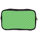 White Heart-Shaped Clover on Green St. Patrick s Day Toiletries Bags 2-Side Front