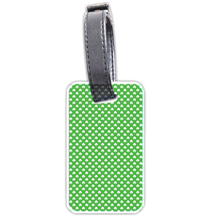 White Heart-Shaped Clover on Green St. Patrick s Day Luggage Tags (One Side) 