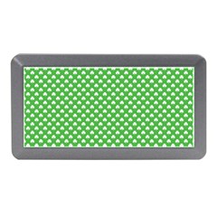 White Heart-shaped Clover On Green St  Patrick s Day Memory Card Reader (mini) by PodArtist