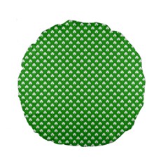 White Heart-shaped Clover On Green St  Patrick s Day Standard 15  Premium Round Cushions by PodArtist