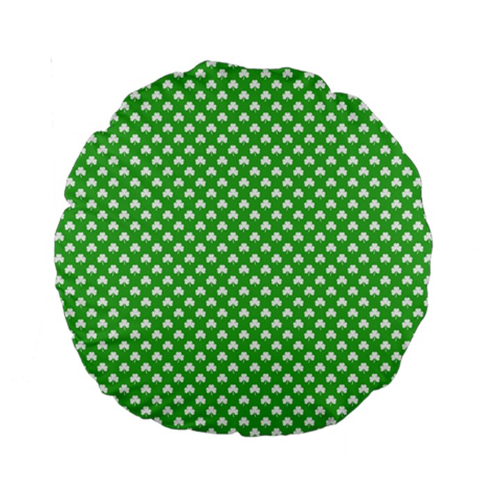 White Heart-Shaped Clover on Green St. Patrick s Day Standard 15  Premium Round Cushions