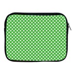 White Heart-Shaped Clover on Green St. Patrick s Day Apple iPad 2/3/4 Zipper Cases Front