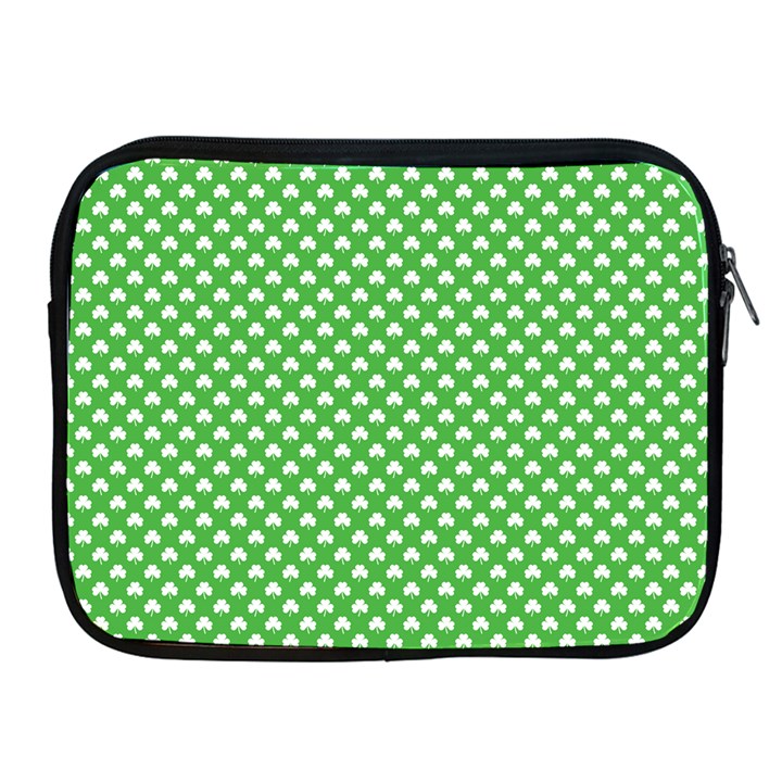 White Heart-Shaped Clover on Green St. Patrick s Day Apple iPad 2/3/4 Zipper Cases