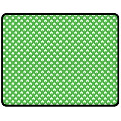 White Heart-shaped Clover On Green St  Patrick s Day Double Sided Fleece Blanket (medium)  by PodArtist