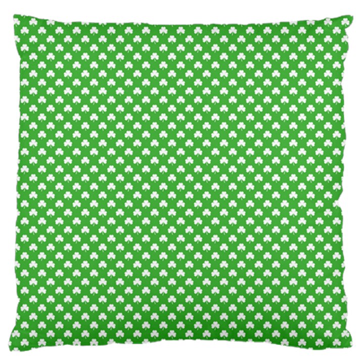 White Heart-Shaped Clover on Green St. Patrick s Day Large Flano Cushion Case (One Side)