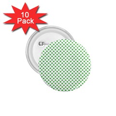 Green Heart-shaped Clover On White St  Patrick s Day 1 75  Buttons (10 Pack) by PodArtist